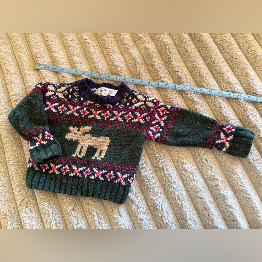 Kids Green Moose Sweater